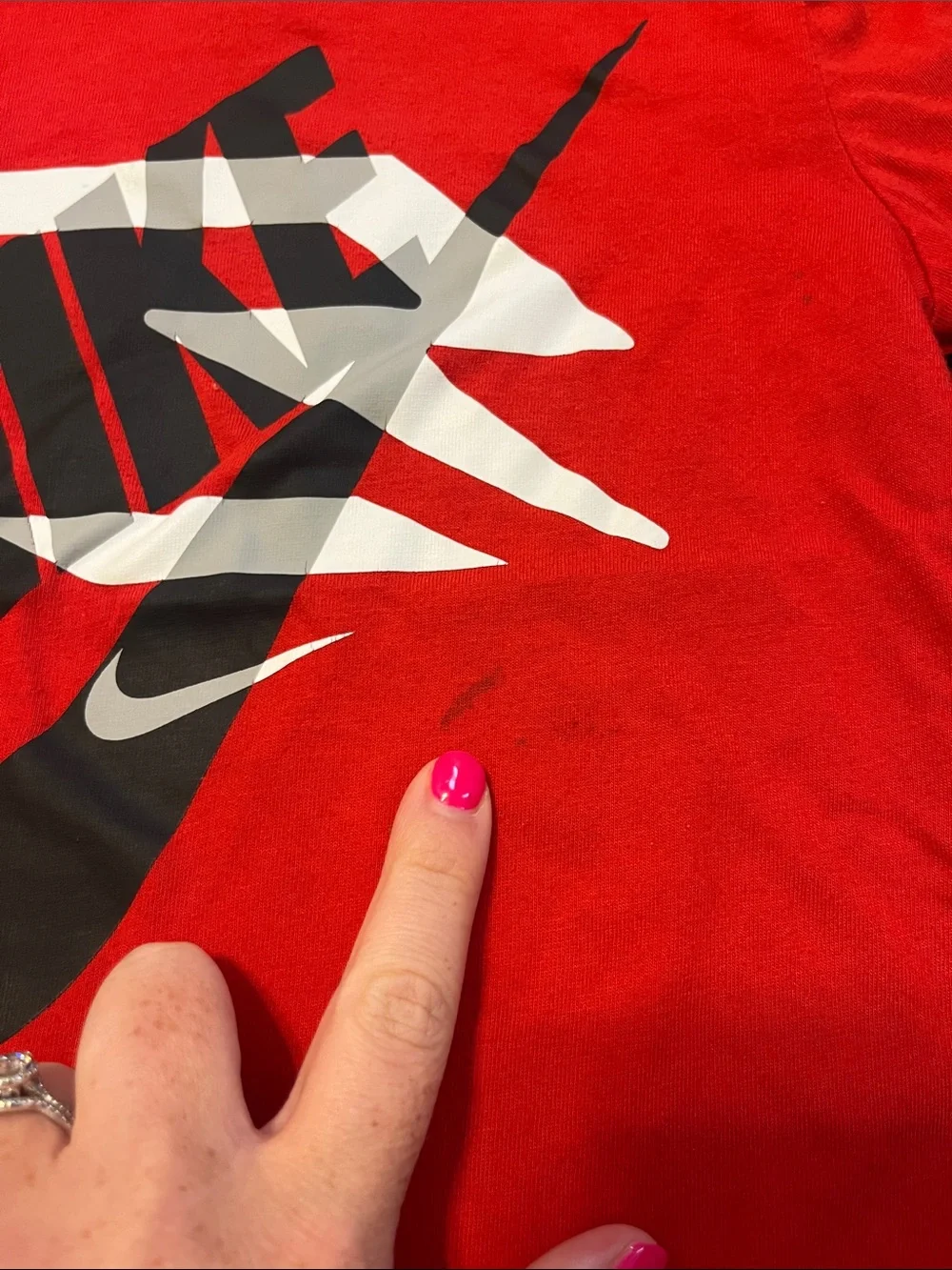 Nike Red Tee with Black and White Graphic Logo